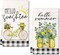 Yellow Lemon Eucalyptus Summer Kitchen Towels Dish Towels Set of 2,Black Bike Hello Summer Hand Towels 18x26 Inch Drying Dishcloth